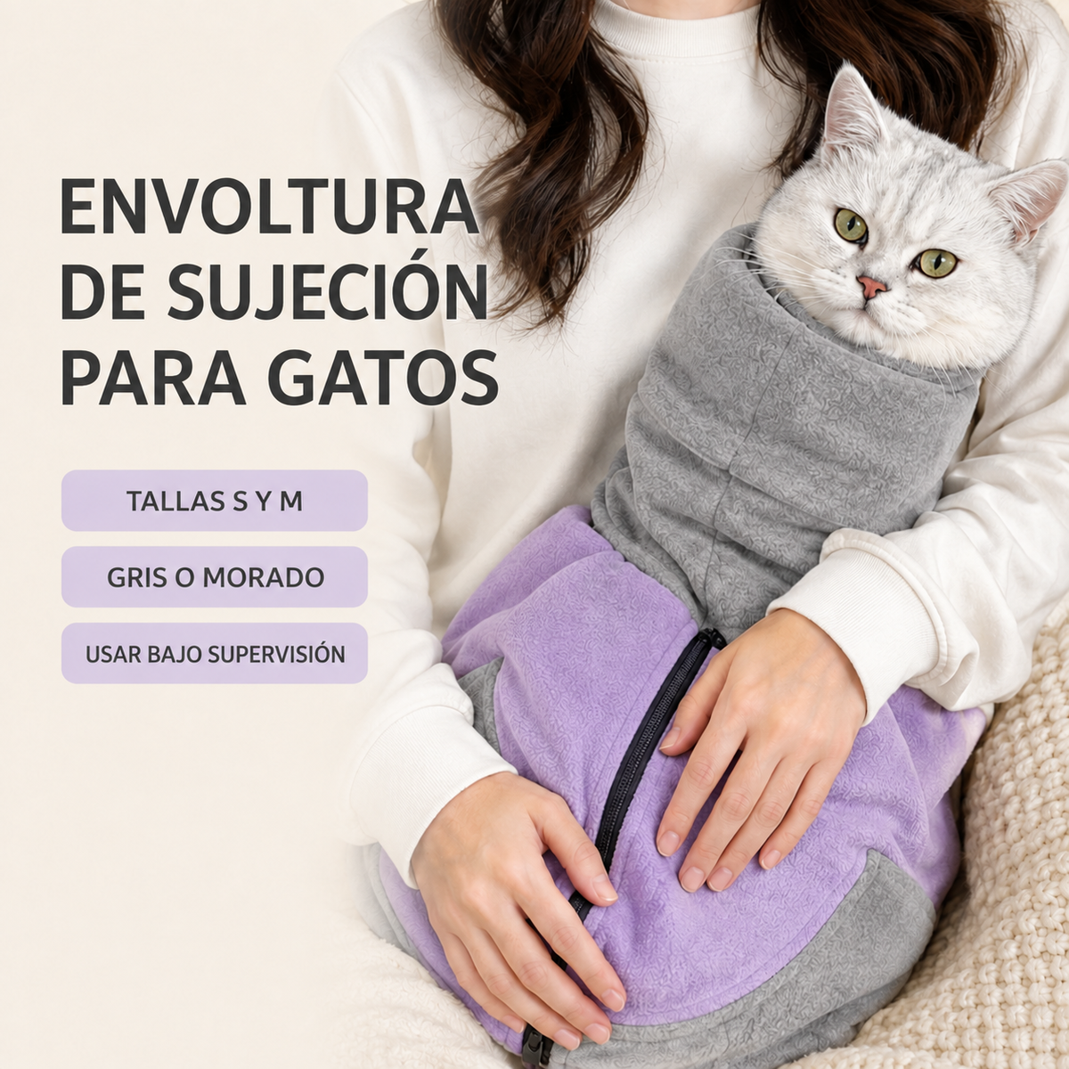 Envoltura de sujeción para gatos