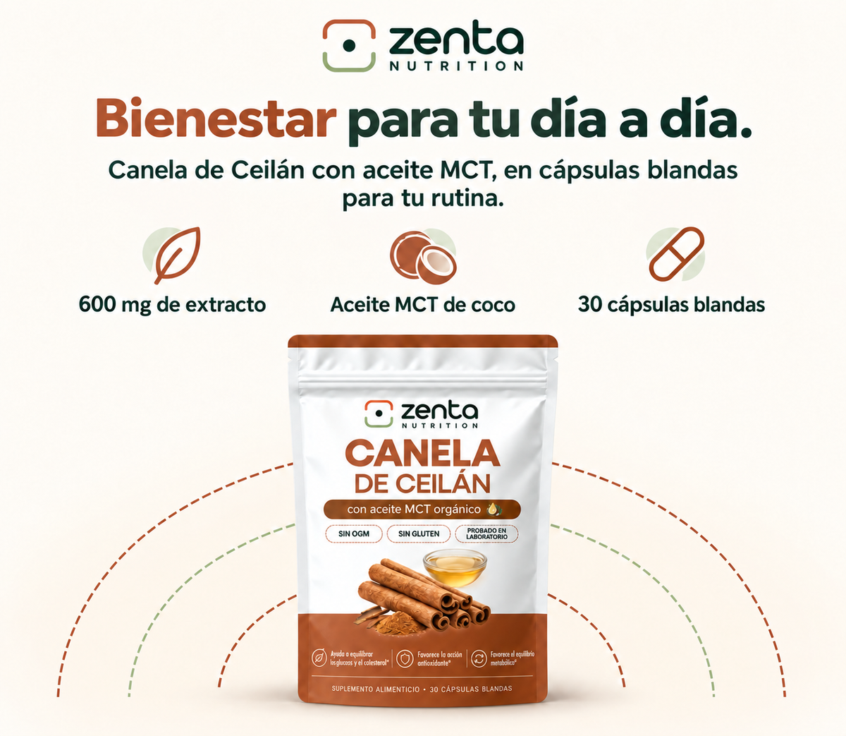 Apoyo Metabólico Natural - Canela de Ceilán 7.200 mg con Aceite MCT