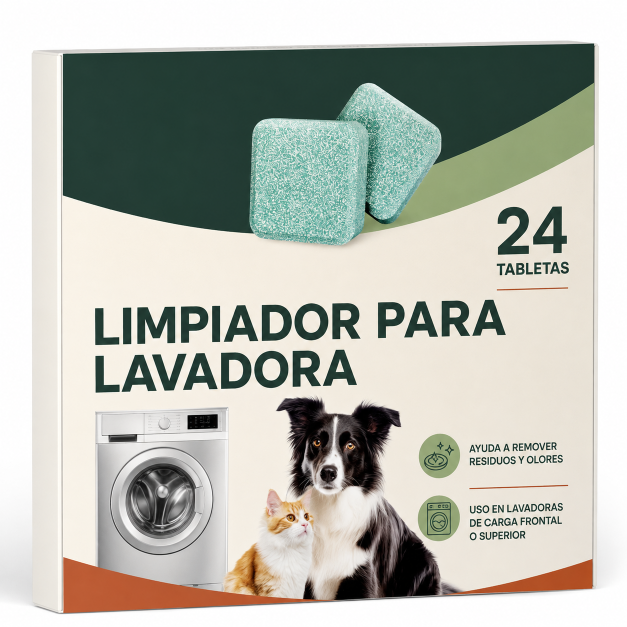 Limpiador para lavadora, caja de 24 tabletas