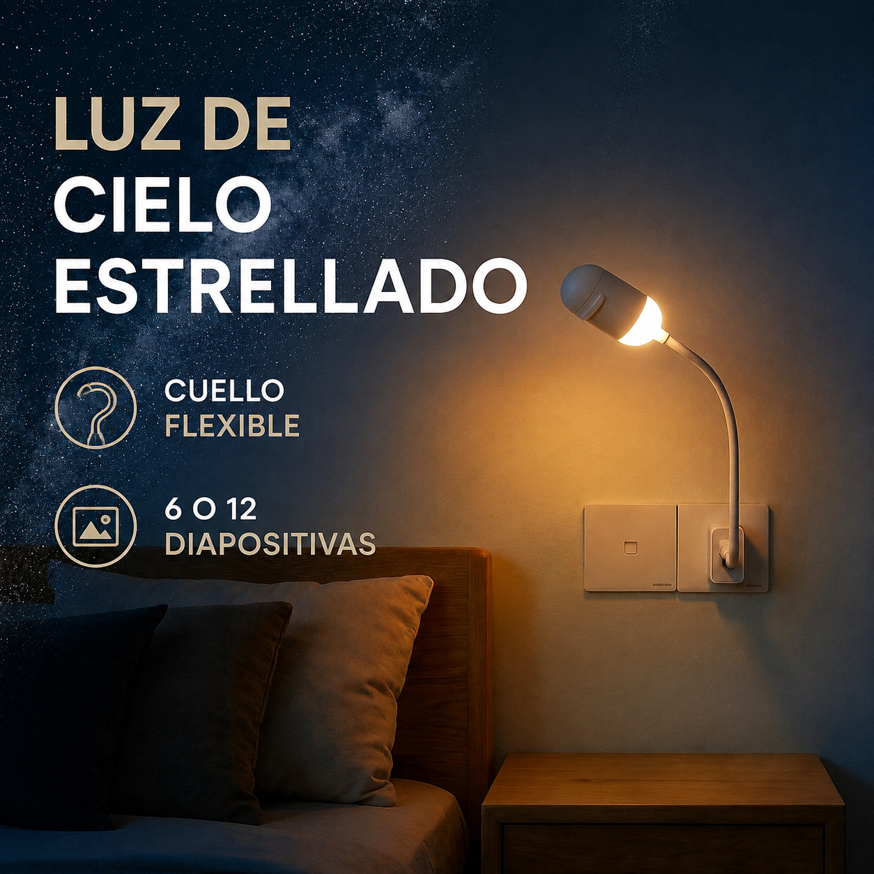 Luz de cielo estrellado con cuello flexible