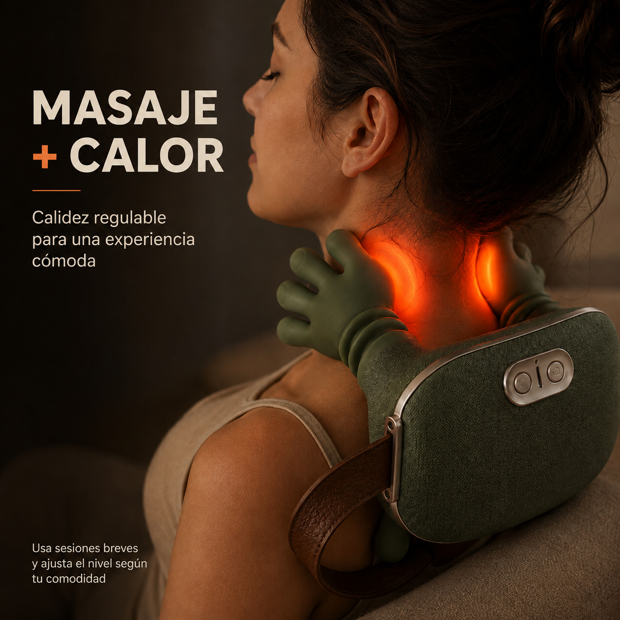 Función de masaje y calor regulable del masajeador Palma