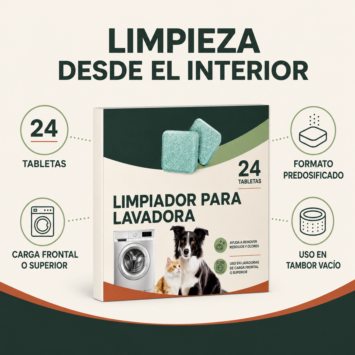 Características del limpiador de lavadora Zenta Renueva