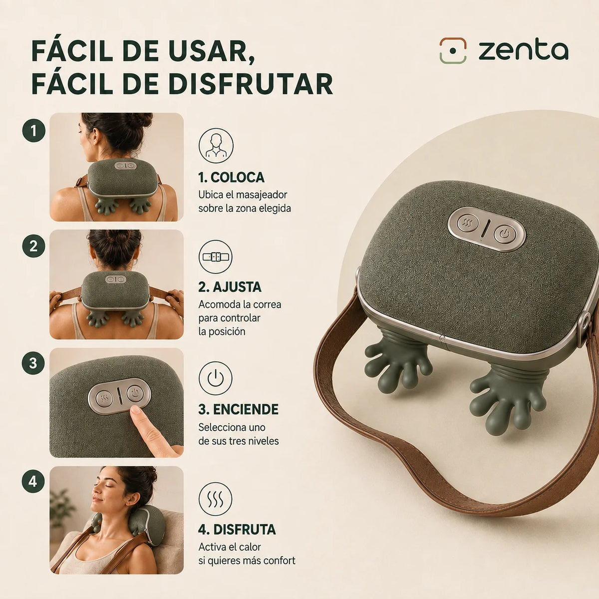 Modo de uso de Zenta Tacto en cuatro pasos