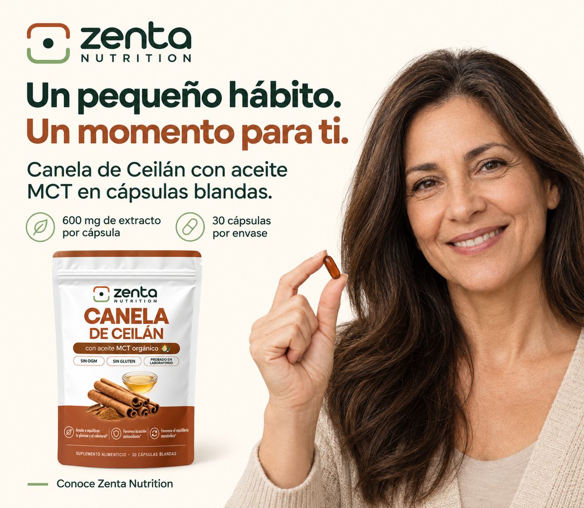 Apoyo Metabólico Natural - Canela de Ceilán 7.200 mg con Aceite MCT