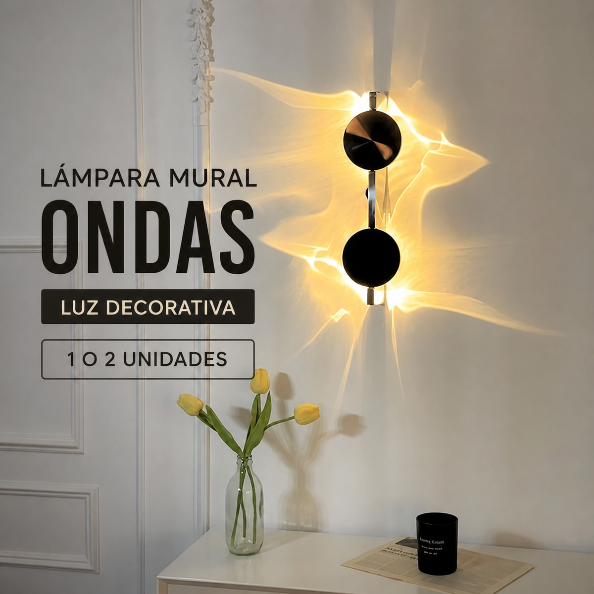 Lámpara mural Ondas de luz decorativa
