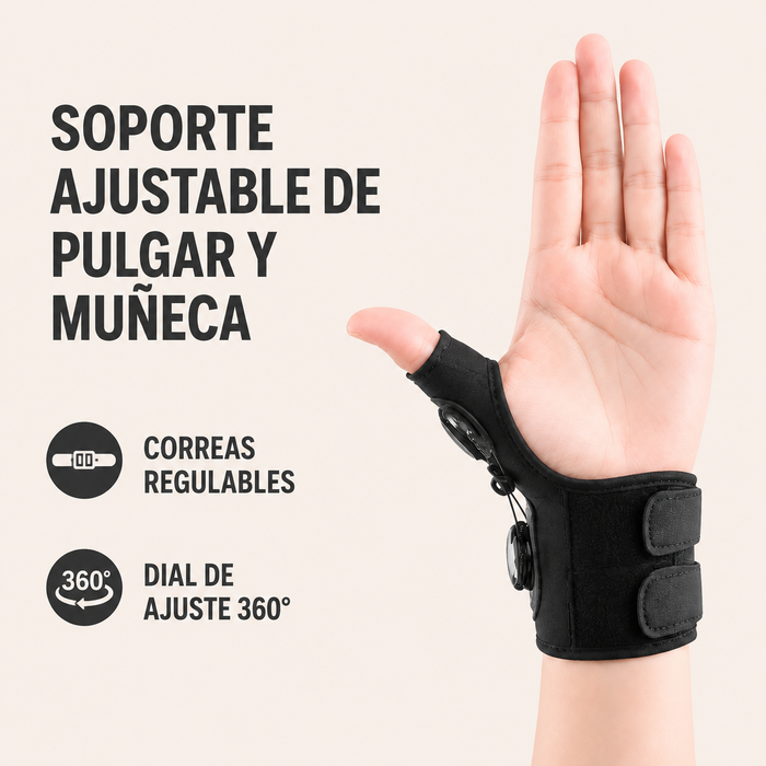 Soporte ajustable negro para pulgar y muñeca