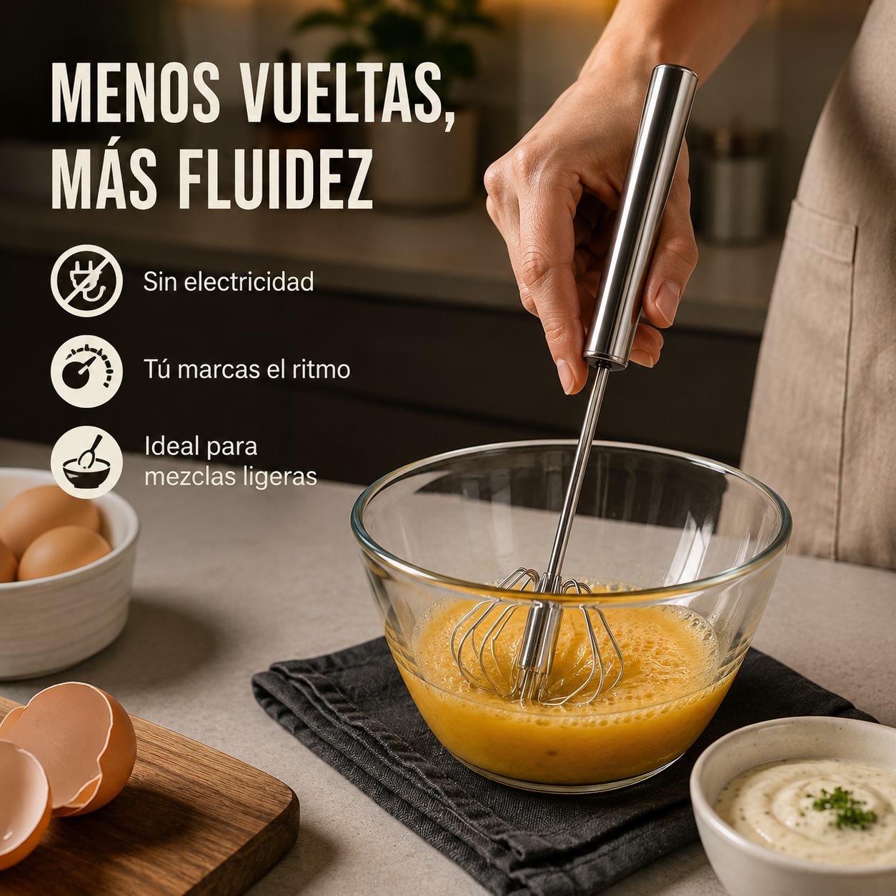 Beneficios del batidor manual Zenta Giro para mezclas ligeras