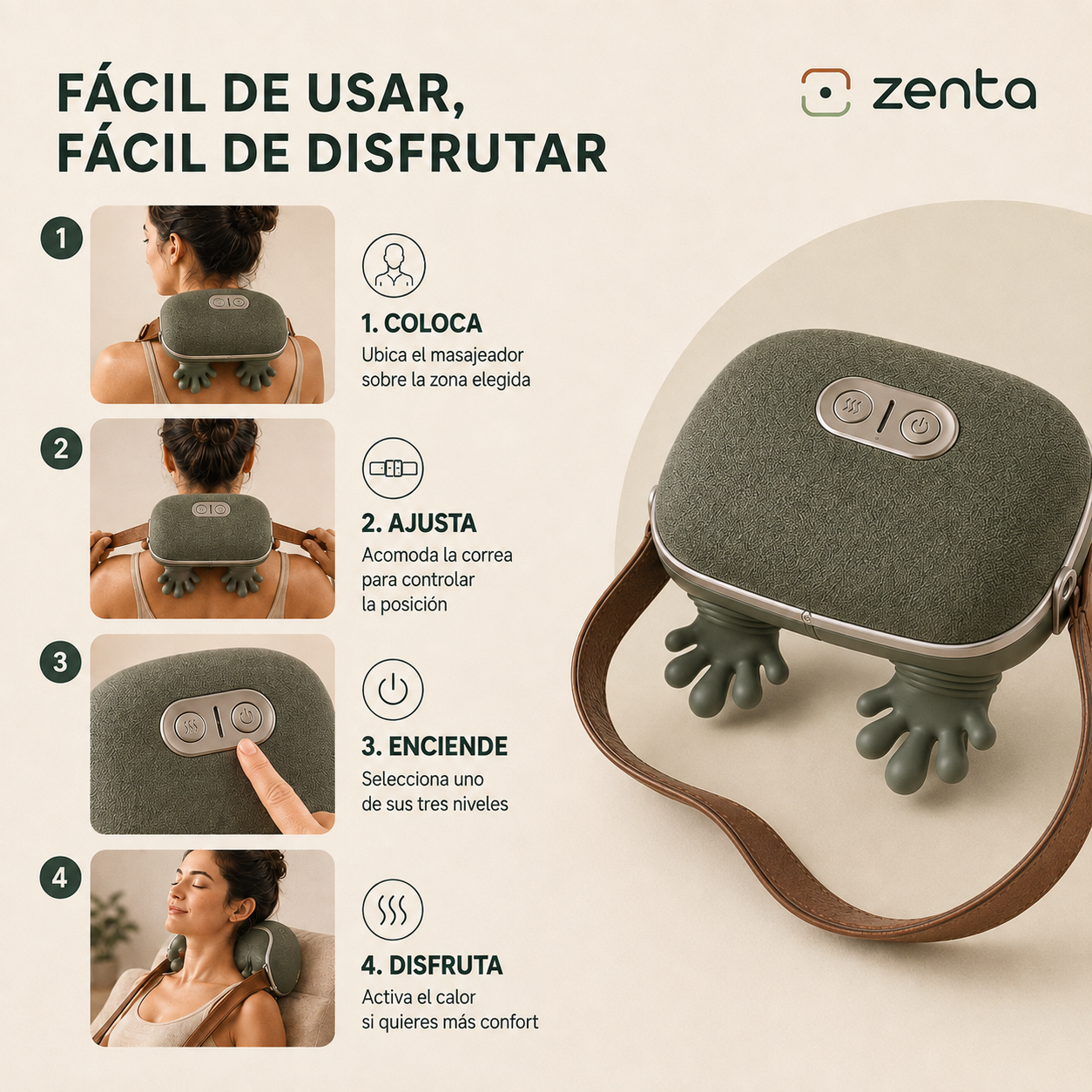 Modo de uso de Zenta Tacto en cuatro pasos