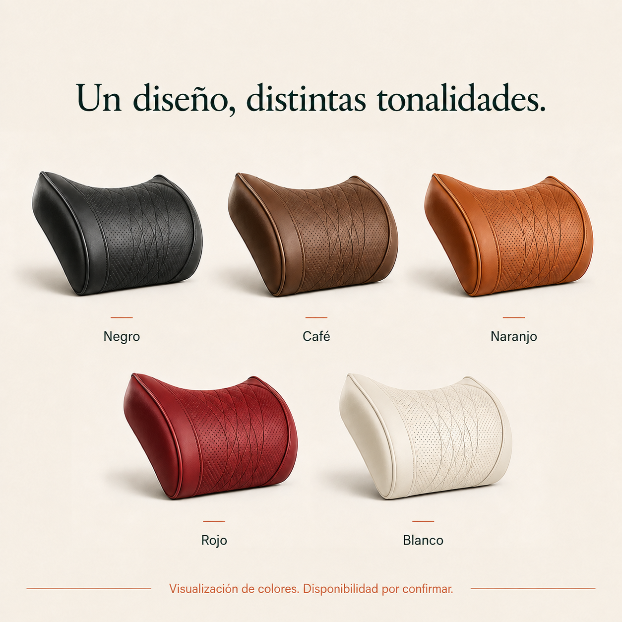 Cojín cervical en negro, café, naranjo, rojo y blanco