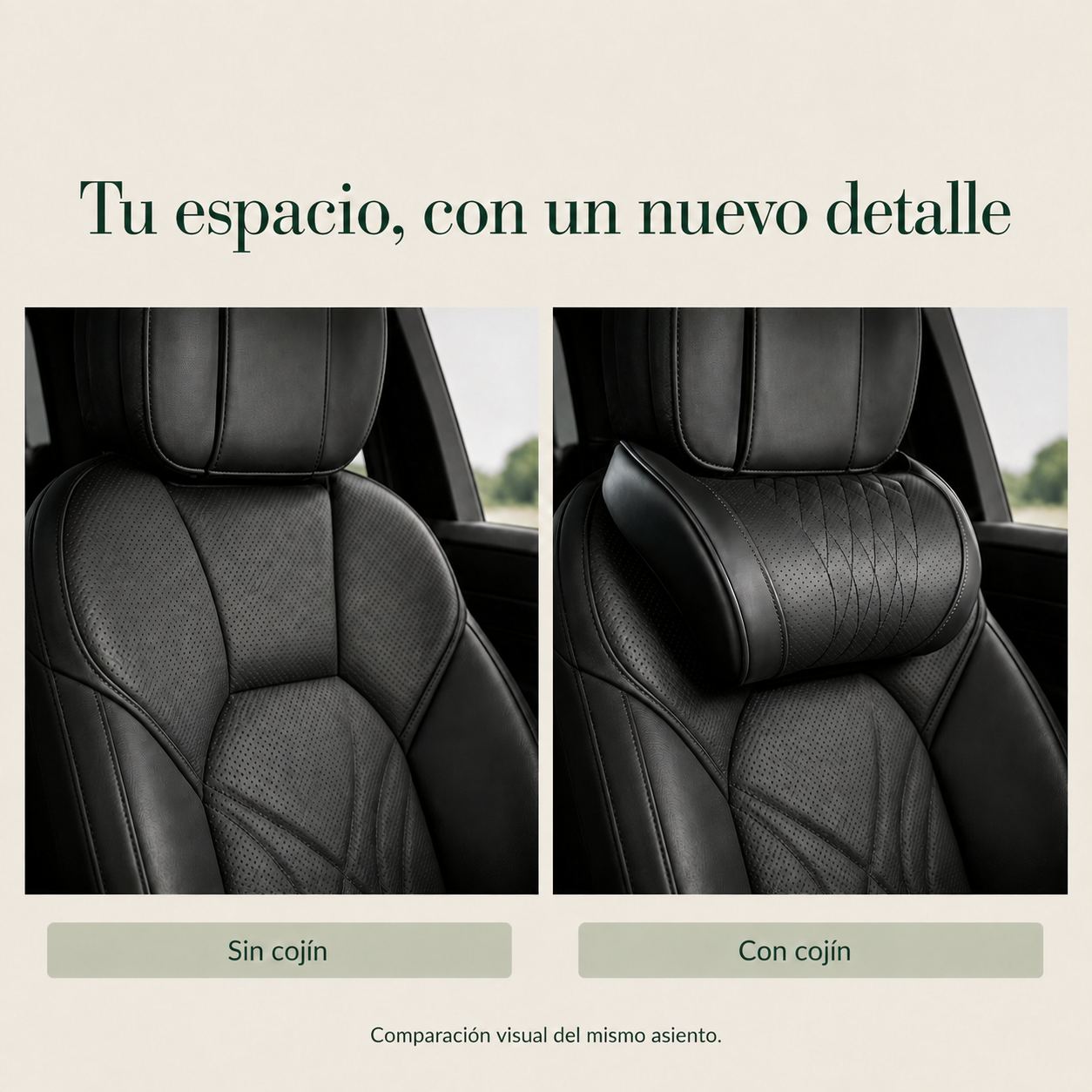 Comparación del asiento sin cojín y con cojín cervical