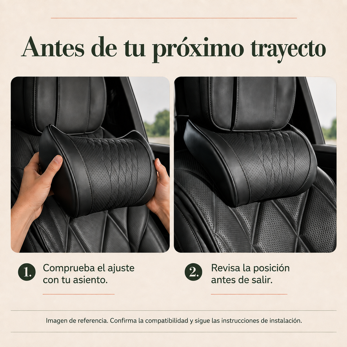 Cómo comprobar el ajuste del cojín y su posición junto al apoyacabezas