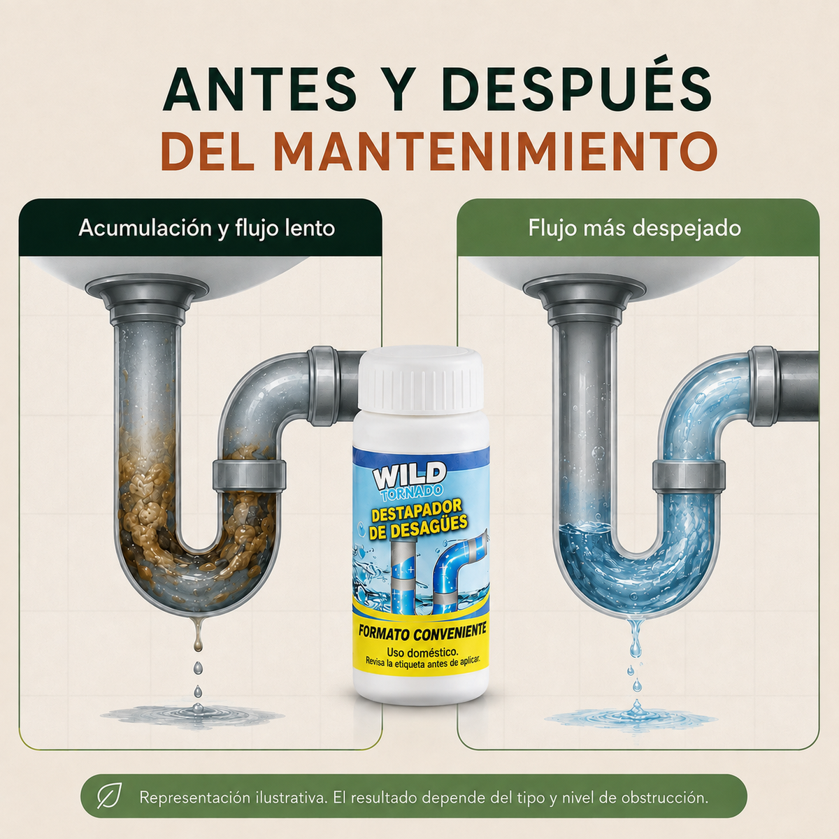 Antes y después ilustrativo del mantenimiento